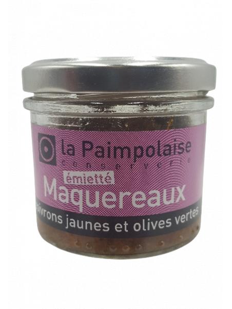 EMIETTE DE MAQUEREAUX Poivrons Jaunes et Olives Vertes -  LA PAIMPOLAISE - 90 gr