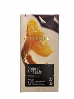TABLETTE CHOCOLAT NOIR 70% ECORCES ORANGE - Michel CLUIZEL - 100gr
