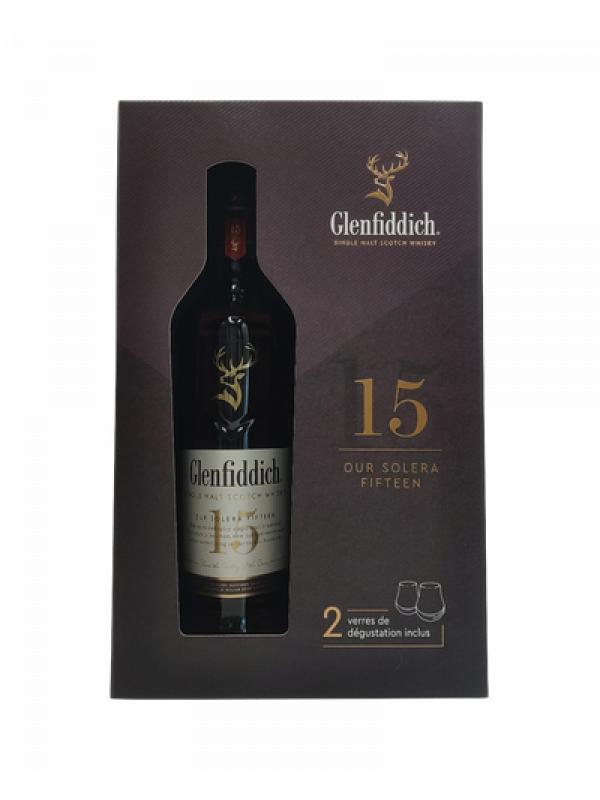 COFFRET GLENFIDDICH 15 ans + 2 Verres - 40°vol - 70cl